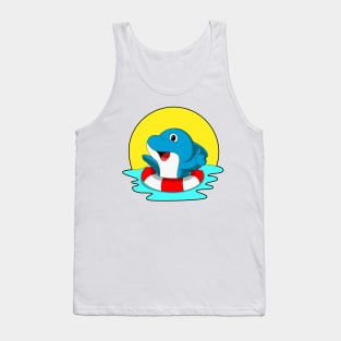 Dolphin at Swimming with Swim ring Tank Top